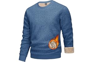 KEFITEVD Men's Sweatshirt Fleece Lined Pullover Jumper Winter Warm Crew Neck Sweater Men Casual Sherpa Sweatshirt