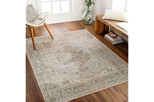 Surya Al Khor Machine Washable Rug - Vintage Area Rugs Living Room, Kitchen, Outdoor, Hallway - Traditional Boho Rug Style - Large Flatweave Rug 160x213cm Beige Rug