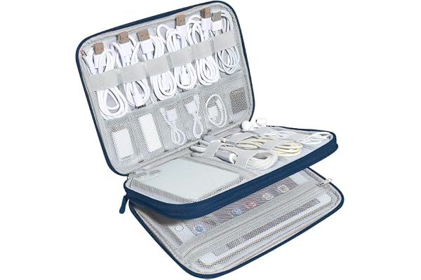 SaleOn 9x6 Inch 2 Layer Travel Organizer Pouch for Gadgets Cables Chargers Power Bank Cable Organiser Tech Bag Laptop Accessories Travel Pouch for Men