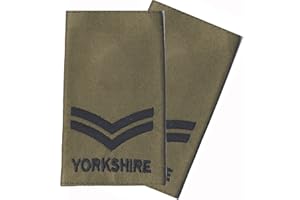 Contact Left Embroidery PAIR Olive Green Yorkshire Regiment Corporal Rank Slides/Epaulettes