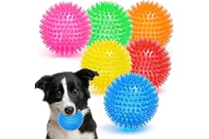 Ousiya Squeaky Dog Balls, 6-PACK 9cm Big Spiky Dog Balls, Dog Squeaky Balls Spike Dog Balls for Small Medium Large Dogs, Dog Toys Ball Dog Chew Toys for Aggressive Chewers Teething