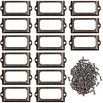 Porta Etichette In Metallo Anticato Bronzo - 50 Pezzi 60x24 Mm | Per Scaffali, Librerie E Ufficio - Foto 11
