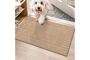 BEQHAUSE Door Mat for Indoor & Outdoor,Dirt Trapper Barrier Mat Super Absorbent Machine Washable Front Doormats Rug with Non-Slip TPR Backing (Taupe, 50x80cm)