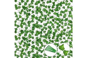 VUCDXOP 12 Pack Artificial Ivy Garland Vines, Artificial Ivy Garlands UV Resistant Green Leaves Vines Plants Hanging Vines Plant Hanging Garland For Wedding Party Room Office Garden Wall Decoration