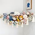 Mingtex Macrame Toy Hammock - for Stuffed Animals and Plush Toys, Soft Net Storage with Wooden Photo Clips, Soft Corner Hanging Netting, White Large