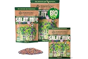 ZenGreens® - Bio Salat Sprossensamen Mischung - Wähle zwischen 10, 200g und 500g - Salat Mix Sprossensamen Mischung - Sprossen Samen Mixtur für Salate - Microgreens - für Sprossenglas