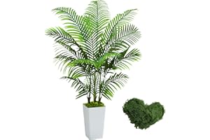 FSOHOI Palma Artificiale Arnusa in Vaso Bianco 150 cm, Pianta Artificiale Areca per Interni, Albero Artificiale Decorativo Verde per il Soggiorno, il Balcone, la Camera da Letto e l'Ufficio