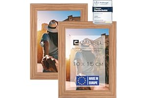 CABBEL paquete doble (juego de 2) marco 10x15 cm, Roble, marco de madera MDF resistente, plexiglás inastillable, para colgar y colocar, ideal para fotos / imágenes / collage
