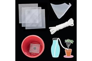 Orimerc 50 pcs Rete di drenaggio per vaso di piante Foro e 30 piedi Autoirrigazione Idroponica Cavo stoppino Vacanza fai-da-te Automatico Waterer Sitter Bonsai Fiore in vaso Mesh Schermo Griglia