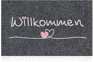 AAZZKANG Fußmatte Willkommen Anti-rutsch Außen Innen Türmatte mit Gummi zurück Ultra absorbieren Schlamm Einfach zu säubern Haustür Eingangsmatte Grau