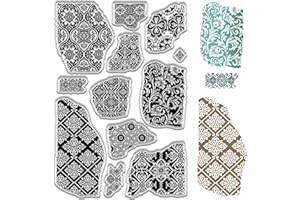 craspire Tampons Transparents à Motifs Floraux Tampons de Texture D'Arrière Plan Tampons en Silicone Transparents Rétro Réutilisables pour Journaling Fabrication de Cartes Scrapbooking Album Photo