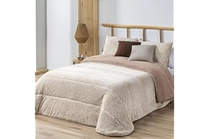 CIBERDESCANS Edredón Borreguillo Doko 063 con Relleno de Fibra de Manterol para Invierno (Cama 135/140 cm, Beige)