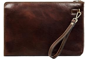 Time Resistance Pochette en cuir pour homme - Organisateur Poignet Sac Mallette - Fait à la main en Italie