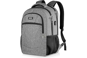 ‎BIKROD BIKROD Rucksack Herren und Damen, Schulrucksack Jungen Mädchen Teenager, 15.6 Zoll Laptop Arbeit Daypack mit USB-Ladeanschluss für Business Wandern Reisen Camping Schulranzen, Grau