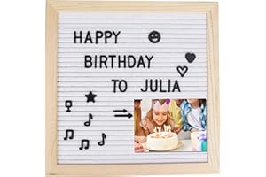 ISIYINER Filz Brief Board 25x25cm Holz Letter Board mit 460 Buchstaben Zahlen und Symbole für Memoboard Hängen in der Familie Küche Büro Hochzeit, Weiß