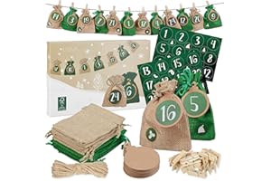 Calendrier de l'Avent à remplir, Jute : Calendrier de l'Avent 2025 à remplir soi-même, Jute - Chiffres adhésifs, 24 sachets - pour Enfants, LIVAIA