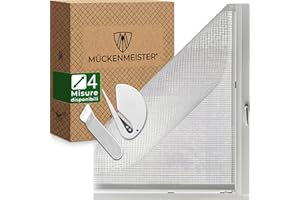 MÜCKENMEISTER® Zanzariera Finestra (130x150 cm, bianco) in fibra di vetro – Zanzariera con Velcro – Zanzariere per Finestre ritagliabile – Zanzariera Velcro per finestre con nastro adesivo