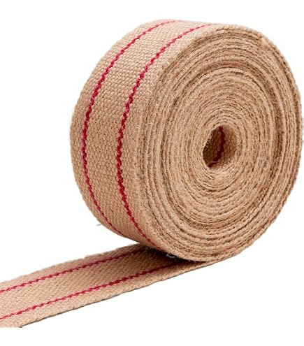 INCREWAY Nastro di iuta rustico naturale per tappezzeria, colore rosso, 3,5 pollici x 20 metri