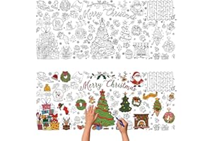 CAMOSE Christmas Colouring Tablecloth Crafts for Kids, Xmas Colouring Table Cloths,Giant 76x183cm Coloring Table Cloth Cover for Happy Christmas Party Decorations, Activities Gifts for Kids