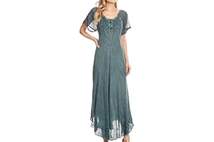 Sakkas Egan Robe Caftan Robe de Plage Longue Brodée avec Mancherons Brodés