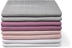 Makian 8 sztuk pieluszek z gazy dla niemowląt 80 x 80 cm zestaw – ręczniki do zmywania / ręczniki z gazy podwójnie tkane, miękkie ze 100% bawełny, certyfikat ÖkoTex Standard 100, można prać w pralce – orchidea, szaro-biały