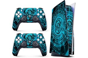 HK Studio Cool Cyber Decal Sticker Skin Specific Cover for Both PS5 Disc Edition and Digital Edition - Waterproof, No Bubble, Including 2 Controller Skins and Console Skin
