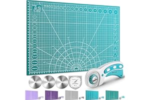 Miuzei Rotary Cutter Set: A3 Cutting Mat, 45mm Fabric Cutter, Self-Healing Craft Mat, Quilting Kit, Suitable for Cutting Fabric, Sewing, Leather, and Paper Green