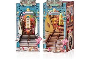 Rolife Book Nook Kit für Erwachsene DIY Miniature House mit Licht Street Scene Booknook Bausatz 3D-Holzpuzzle Bücherstütze für Regal Bibliothek Bücherregal Dekoration