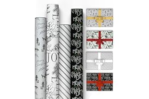 Kraft & Co Christmas Wrapping Paper Rolls - 4 Pack Thick Christmas Paper Sheets 69cm x 8M, Kraft Xmas Gift Wrap, Festive Eco-Friendly Wrapping Papers for Christma's Gifts Wrap, Arts & Craft, 32M Total