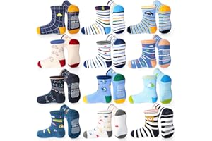 ELUTONG Stoppersocken Kinder 12 Paar Kleinkind Jungen ABS Rutschfeste Socken Antirutsch Socken Kinder Antirutsch Kinder Socken für 1-7 Jahre Jungen und Mädchen