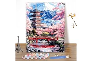 MEIYUDA Peinture par Numero Adulte Paysage Kit, Fleurs Pinceaux Peinture de Dessin de, Loisirs Créatifs Adultes Decoration Maison Cadeau 40x50cm(sans Cadre)