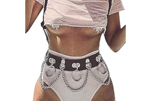 Yobooom Punk Leder Harness BH Body Chain Sexy Taillenketten Nightclub Prom Body Chains Mode Belly Belts Body für Frauen Schwarz