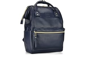 Kah&Kee Faux Leather Backpack Diaper Bag Laptop Travel Doctor Teacher Bag For Women Man (Navy II)