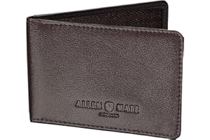 ALLEN & MATE Genuine Leather Bus Pass Travel Card Holder/Driving License Oyster, RFID Blocking Minimalist Wallet Credit Card Holder