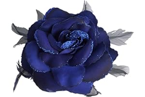 CHERRY-ON-TOP Royal Blue Rose Hair Clip Large Rose Fascinator Flower Hair Clip Blue Hair Accessories Clips Elastic Wedding Hair Flower, 1pc