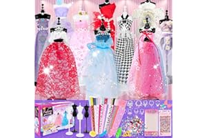 MPQMPQ 1000+ PCS Fashion Designer Kits for Girls, Kids Sewing Kit with 4 Mannequins, DIY Doll Clothes Dress Making Kit, Arts and Craft Kits for Kids Teen Girls Birthday Gift Present Age 6 7 8 9 10 11 12+