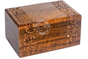 Hind Handicrafts Urna per animali domestici in palissandro intarsiato in ottone, per cani, gatti, ricordi, per ceneri e ceneri, scatola di legno per foto (S: 15,2 x 10,2 x 7,6 cm, 20,4 kg o 20 kg,