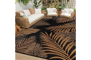 Cekene Tapis d'extérieur Terrasse Noir 245x305cm Imperméable Grand Tapis de Sol Exterieur Plastique Tapis de Jardin Pliable Résistant aux intempéries aux UV Tapis pour Extérieur Balcon Pique-Nique