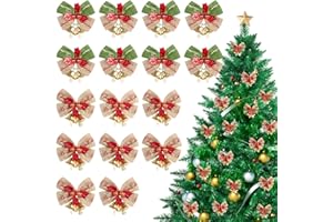 Figarge Weihnachtsschleifen mit Glöckchen, Weihnachtsbogen Rot Weihnachtsbaum Schleifen, Weihnachten Schleifen mit Goldenen Krawatten, Weihnachtsbaum Dekoration (Rot, Gold)