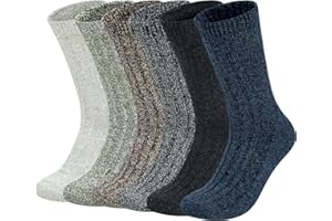 Justay 6 par skarpet męskich z wełny, grube skarpety z dzianiny, skarpety zimowe, skarpety termiczne, przytulne, oddychające, skarpety trekkingowe, bawełniane, prezenty na Boże Narodzenie dla mężczyzn