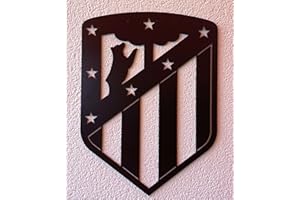 G&J HOME | Cuadro Escudo AT. Madrid Hecho Madera Natural y 1 Llavero incluido, Decoración Moderna y Original para Hogar, Oficina, Habitación, Regalo Comunion, Cumpleaños y Aficionados al Futbol