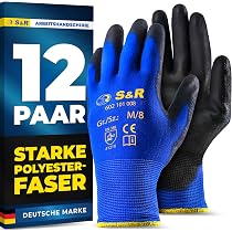S&R Arbeitshandschuhe, Montagehandschuhe, Working gloves, Arbeitsschutzhandschuhe, Werkstatt Handschuhe, Arbeitshandschuhe Set, Gardening Gloves, Gartenhandschuhe, KFZ Handschuhe, Polyesterfaser Gr.8 Sport & Freizeit
