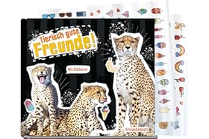 ‎HÄFFT Freundebuch Schule für Jungs und Mädchen [Gepard] Hardcover Poesiealbum, liebevoll und witzig gestaltet - mit bunten Stickern! von Lernfreunde by Häfft | nachhaltig & klimafreundlich