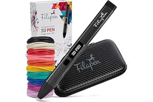FILAPEN Penna 3D Premium con 10 filamenti e custodia (nero), matite 3D per bambini e adulti, con modelli inclusi, set di penne 3D per principianti e professionisti, set da artigianato fai da te