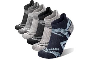 ANTSANG 6 Paires Chaussettes Chevilles Laine Mérinos Randonnée Course à pied Épaisses Rembourrées Respirantes Homme Femme