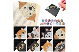 CHARYSIM Lot de 8 marque-pages de peinture diamant chats et chiens DIY Bookmark filles bricolage adultes cadeaux pour femmes de 8 à 10 ans Marque-page pour enfants adultes et enfants Marque-page personnalisés