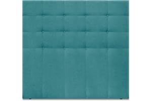 DHOME Cabecero, Cabezales de Cama Capitoné hasta el Suelo. Cabezal tapizado ACUALINE Tela y Polipiel. Cabeceros de Cama Matrimonio e Individual (Tela Turquesa, 145cm (Camas 120/135/140))