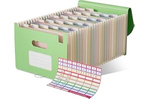 ‎ECOSTASH EcoStash Dokumentenmappe A4 26 Fächer, Weizenstroh Fächermappe Sortiermappe Bunte Datei Ordner Organizer, Akkordeon Aktenmappe Ordnungsmappe, BPA-frei, Zurück zur Natur, Gesundes Leben-Mintgrün