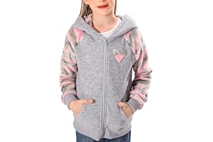 V.&GRIN Fleecejacke Kinder mit Kapuze Langarm Kuschelige Sweatjacke Mädchen Zip Up Hoodie Herbst Pullover Coole Kleidung Gr.105 bis 155cm