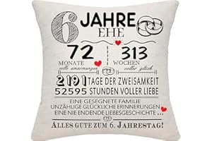 Bommex 6 Jahre Ehe Geschenk 6. Hochzeitstag Kissen Abdeckung Keepsake Dekoration Geschenk für Paare Eltern Frauen Männer Mama Papa Ehemann Frau Oma Opa Tante Onkel Freunde (6. Jahrestag)